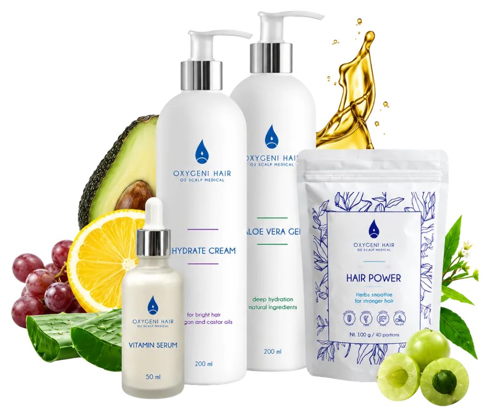 Hydrate Cream, Aloe Vera Gel, Vitamin Serum a Hair Power Oxygeni Hair